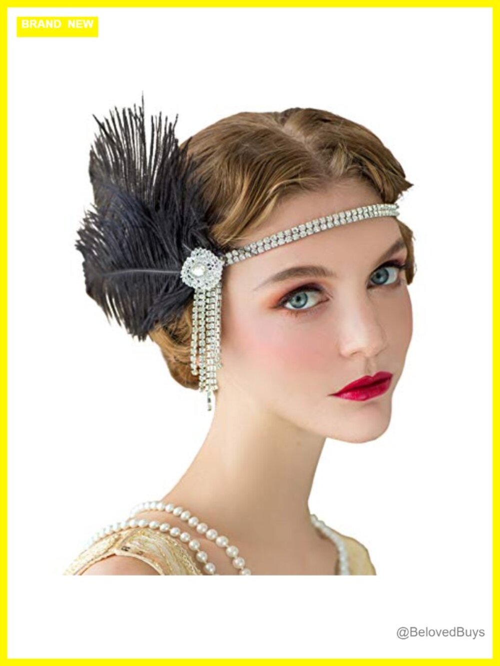 Feather Flapper Headband | 1920s Gatsby Vintage Rhinestone Hair Accessory